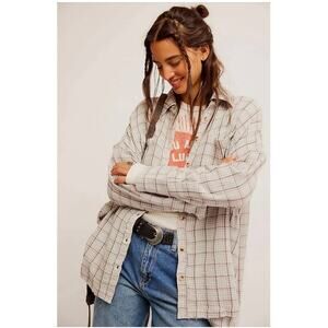 Free People We The Free Carditi Plaid Tunic Shirt Top XS